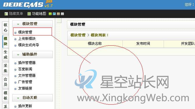 dede模块管理一片空白或没有列表内容的解决办法 dede模块管理一片空白或没有列表内容的解决办法