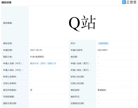 注册“Q站”商标 腾讯也盯上二次元社区了?