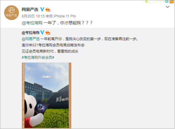 网易严选致“前任”:考拉,分手快乐!