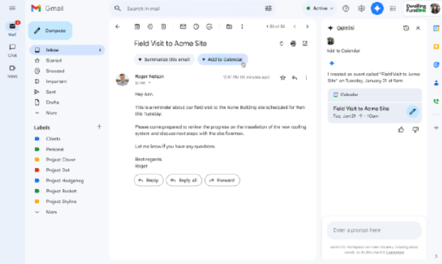 谷歌Gmail新增智能 “添加到日历” 功能,让安排变得更轻松!